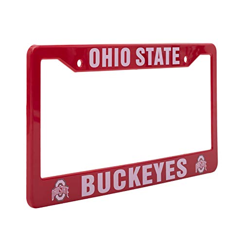 Eliteauto3K Ohio State Buckeyes License Plate Frame Cover – Red & White – 12.25” X 6.25” - Ideal Gift For Sports Fans & Supporters – Slim Design #TOP9