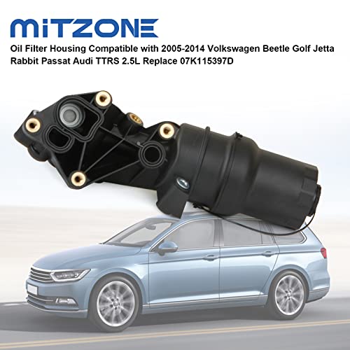 Mitzone Oil Filter Housing Compatible With 2005-2014 Volkswagen Beetle Golf Jetta Rabbit Passat Audi Ttrs 2.5L Replace 07K115397D #TOP1