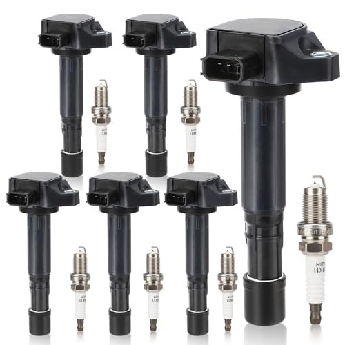 Image of UF400 Ignition Coil & 9807B-5517W Double Iridium Spark Plug OE# UF512 C1460 | Fits for Honda 2003-2008 Pilot, 2001-2005 Civic, 2006-2008 Ridgeline /Acura 2001-2009 MDX, 2001-05 EL /2004-07 Saturn Vue 6PCS