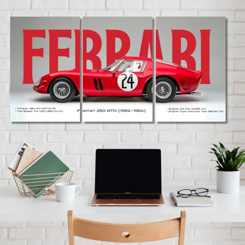Image of Good Hope Ferrari Car Poster for wall 3 Piece Car Split Poster 12x18 inch Set for Room, Wall Art Home, Office, Living Room, Bedroom, Hostel boys, Gift Wallpaper Wall Decoration, wall decor item