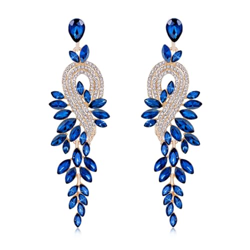 YAZILIND Full Shiny Rhinestone Decor Long Dangle Earrings Elegant Luxury Style Alloy Jewelry Banquet Party Ornaments