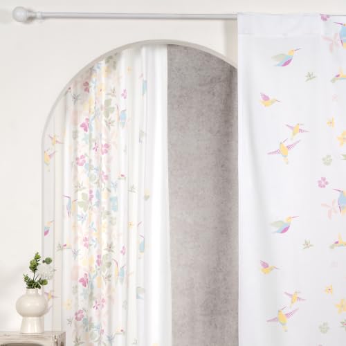 Image of Tranquebar Curtain Co. Window Curtains, 60-65% Room Darkening, Pink-Yellow Floral Print, Cotton Curtains for Window, Cotton Curtains 5 Feet Long Single Piece, BackTabs, Frida (152 cm) - Single Piece