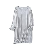 Women's Long Sleeve Nightgown - Soft V-Neck Sleepshirt, Mid-Calf Length Solid Color Sleepwear Cozy Nightdress