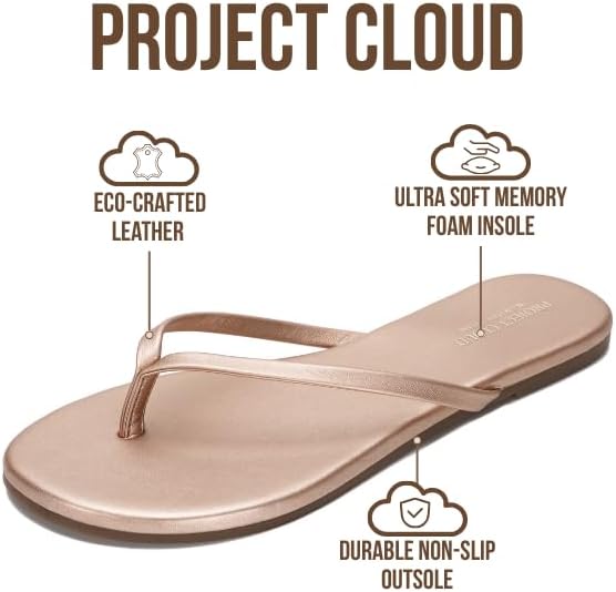 Project Cloud Flip Flops for Women Footwear- Lightweight and Memory Foam Insole Sandals for Women 2026 - Durable Non-Slip Beach Essentials Flats for Women Sandals (Foundations) thumbnail