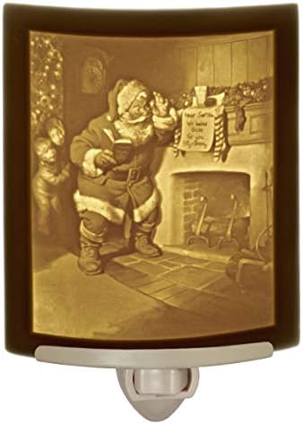 The Porcelain Garden Santa's Surprise - Curved Fine Porcelain Lithophane Night Light, Decorative wall Plug in Nursery, Bedroom Kitchen, Bath, Hallway Holiday Themed Accent Light image 4