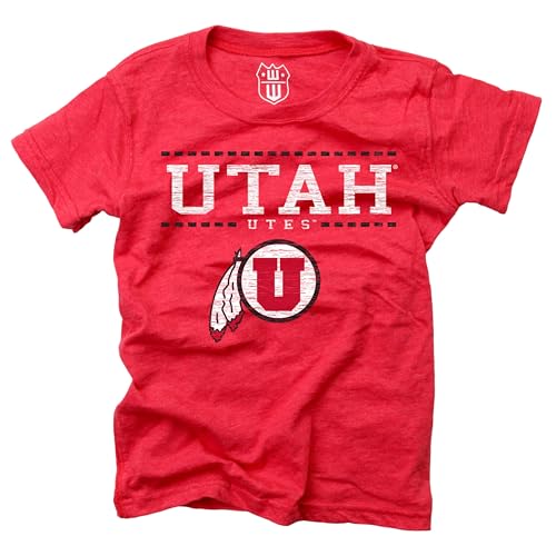 Wes and Willy NCAA Girls S/S Blended Tee,Utah Utes,10,Cherry