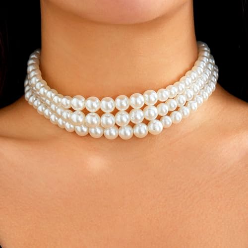 Pearl Choker Necklaces for Women Faux Pearl Necklaces Summer Layered Pearl Necklace Big Chunky Pearl Necklace Fashion Jewelry Gifts2