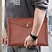 VANRA 1 Piece PU Leather File Folders A4 Document Holder File Envelope Waterproof Portfolio Filing File Organizer for Letter Size with Snap Button Closure, Brown