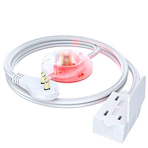 Maximm Extension Cord With On And Off Switch (4 Ft) Includes A Light Indicator And Safety Cover,Short Extension Cord, White Extension Cord, Flat Plug Extension Cord With Multiple Outlets #TOP27