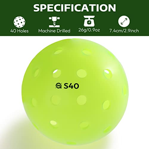 A11N S40 Outdoor Pickleball Balls- Usapa Approved, 6-Pack, Neon Green #TOP1