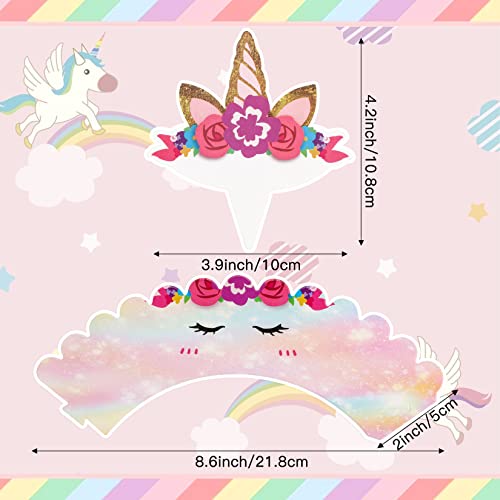 Unicorn Cupcake Toppers And Wrappers 30 Pack Reversible Rainbow Unicorn Birthday Decorations Double Sided Unicorn Cake Liners For Girls Birthday Party Supplies #TOP1