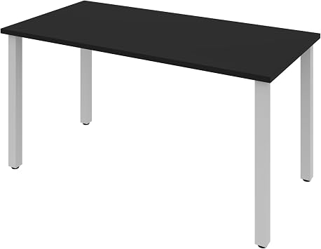BESTAR Table with Square Metal Legs, 30 x 60, Black | Commercial-grade work surface; Wood construction; 30 in. deep