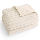 BEDSURE wasserdichte Hundedecke - 102 x 127 cm Hundedecke waschbar für große Hunde, Haustier Decke flauschig und weich, Schutzdecke Hundesofa, Decke für Hunde, Creme