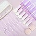 LULUCOLORS 18-Piece Light Purple Professional Makeup Brush Set – Translucent Rubberized Handles, Soft Synthetic Bristles for Face & Eye Makeup–Includes Travel Bag & Sponges, Complete Brush Collection