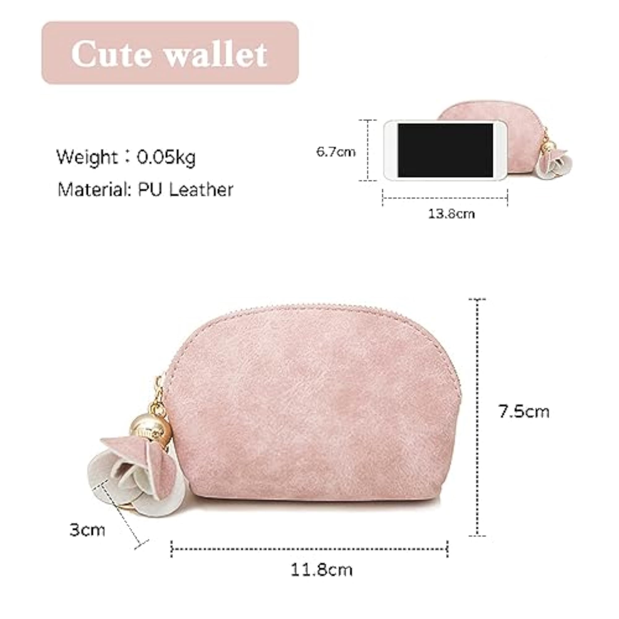 Small Coin Purse Change Pouch, Pink Mini Wallet