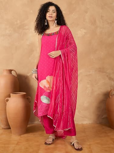 Image of Varanga Women's Everyday Kurta Sets | Sleeveless Comfort Straight Printed Kurta Sets | Silk Blend With Dupatta Ethnic Co-ord