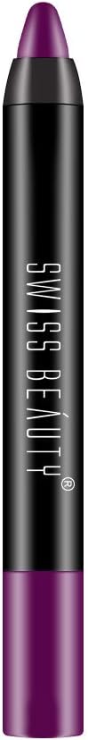 Swiss Beauty 12 Hrs. Stay Matte Lip Crayon, Purple Villain, 3g - Long Lasting, Waterproof, Super Stay, Matte Finish Lip Crayon, Long Wear, Crayon Lipstick