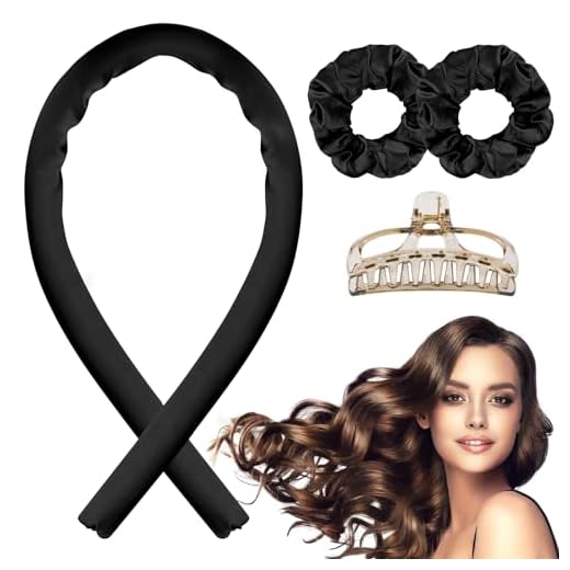 Rizador de Pelo Sin Calor Para Cabello Largo - Ondas Con Diadema Suave y Rizadores de Satén - Para Uso Durante la Noche - Negro