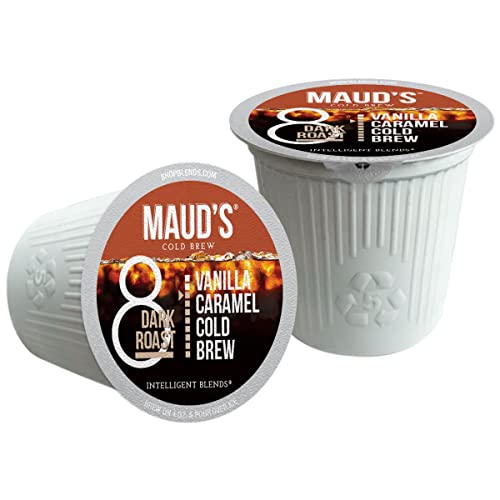 Maud's Vanilla Caramel Cold Brew Dark Roast Coffee (Caramelizilla), 18Ct. Solar Energy Produced Recyclable Single Serve Cold Brew Coffee Pods – 100% Arabica Coffee California Roasted, Kcup Compatible #TOP1