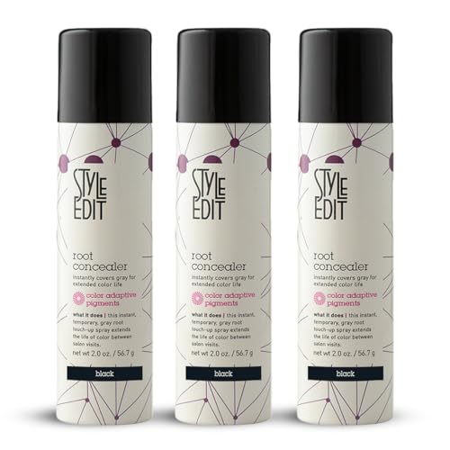 Image of Style Edit Root Touch Up Spray | Temporary Hair Color for Gray Roots and Thinning Hair | Salon-Quality, Transfer-Resistant Hair Concealer | Black, 2 oz