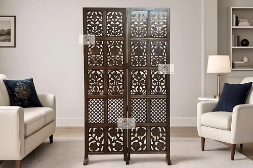 Image of Wooden Partition for Living Rooms Wall Dividers,Screen Separator Wall Divider for Hall Wall Panels for Living Room /Kitchen /Bedroom /Office /Restaurant (2-Panel with Stands)