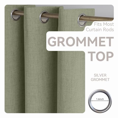 DrapeMaster PFAS Free SageGreen Linen Curtains 63 inch Length 2 Panels Set Burg 100% Blackout Long Drapes for Bedroom Living Room Blackout Darkening Curtain Thermal Insulated (52x96 inch,SageGreen) by DrapeMaster - Image 6