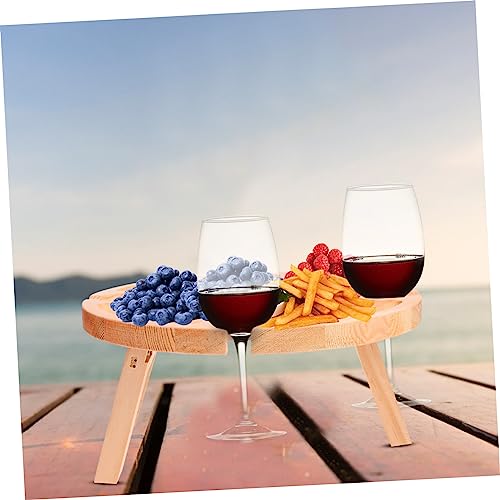 Table pliante ronde avec support vin pour camping portable - 3