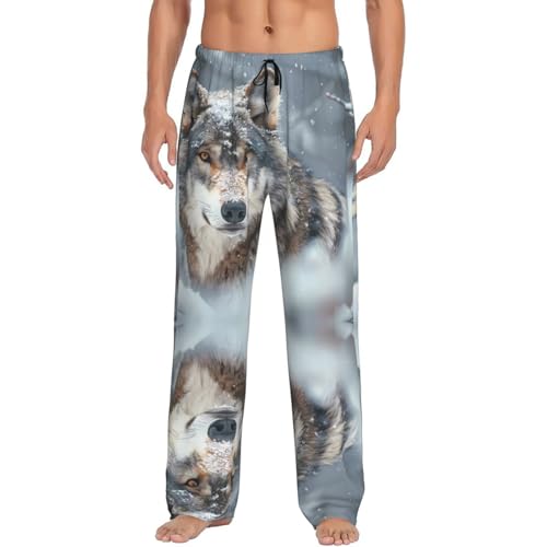 Novastar Mens Pajama Pants Bottoms with Pockets- Majestic Snowy Wolf Soft Mens Pj Pants, Comfy Men Lounge Pants4