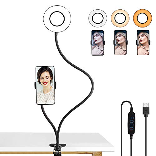 New Deal Selfie Ring Light, LEDGLE Ring Light with Gooseneck Stand & Cell Phone Holder, USB Amber Eye-Care Light, Stepless Brightness, Dimmable USB Makeup Ring Light for Makeup, Live Stream (Amber/Warm/White) 🔥 Crazy Deals Selfie Ring Light, LEDGLE Ring Light with Gooseneck Stand & Cell Phone Holder, USB Amber Eye-Care Light, Stepless Brightness, Dimmable USB Makeup Ring Light for Makeup, Live Stream (Amber/Warm/White)