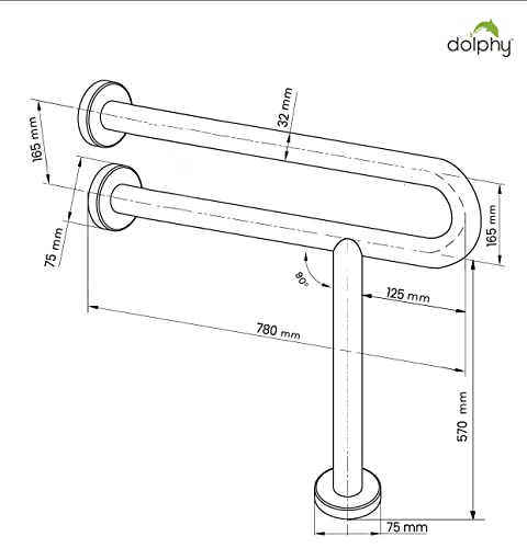 Image of Dolphy Stainless Steel Wall Mounted U-Shaped Support Grab bar (Set of 1)