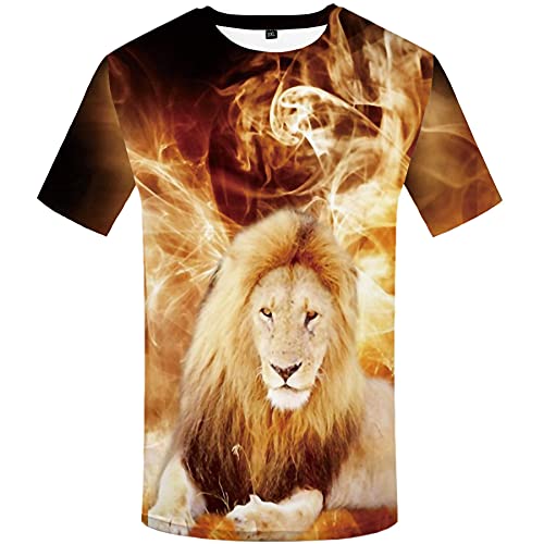 WBYFDC été Hommes à Manches Courtes Lion Tigre 3D Impression Numérique T-Shirt Majestueux Animal T-Shirt Lâche Décontracté Harajuku Cover