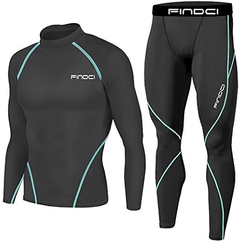 1Bests Mens Compression Tights & Shirts Set Gym Leggings Fitness Sports Running Quick Dry Yoga Sportswear Suits (Balck light line, XL) Cover
