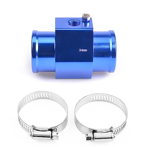 Aluminum Water Temp Joint Pipe, Blue, 34mm