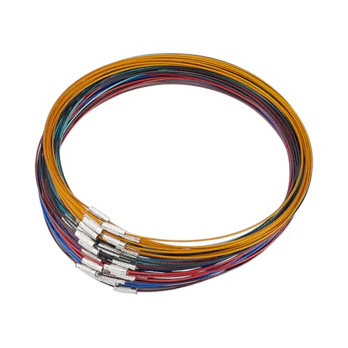 UNICRAFTALE 60 Pièces Collier en Fil Acier Inoxydable 44.5cm - 6 Couleurs Ras du Cou avec Fermoir à Vis Laiton - Chaînes Cordon pour Fabrication de Bijoux