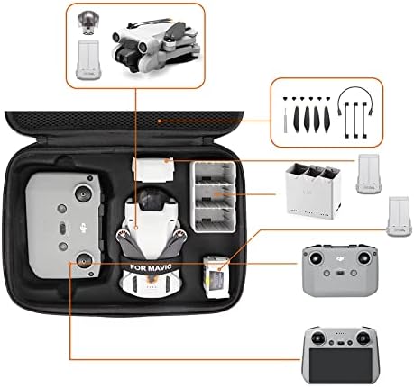YueLi Mini 3 Pro Carrying Case Waterproof Hard Case Portable Travel Storage Bag with Sling Strap for DJI Mini 3 Pro Professional Drone Accessories (Black)