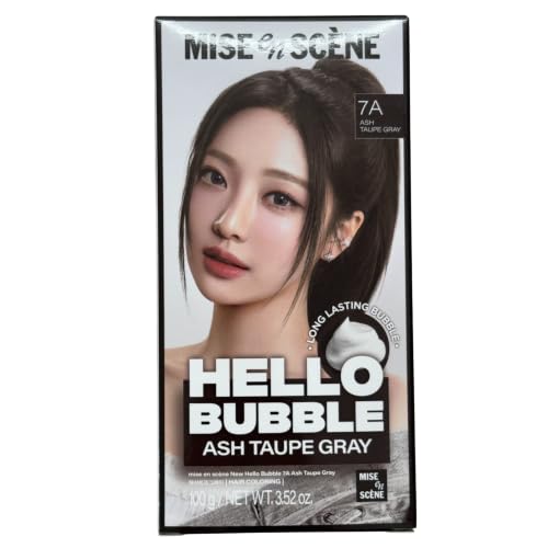 Hello Bubble Hair Color Dye Set, Product of Korea - Pack of 1 (Ash Taupe Gray (7A))