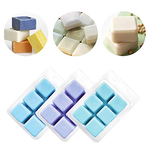 50 Packs Wax Melt Clamshells Molds,Wax Melt Containers,6 Cavity Clear Plastic Cube Tray For Wickless Wax Melt Candles #TOP3