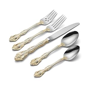 Oneida F100020Al20 Golden Michelangelo 20 Piece Fine Flatware Set, Service For 4, Metallic