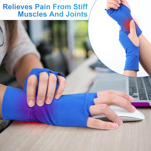 Twistover 6 Pairs Crochet Stress Relief Gloves for Pain Fingerless Arthritis Compression Lightweight Hand Gloves with Finger Holes for Women Men Crocheting Craft Sewing