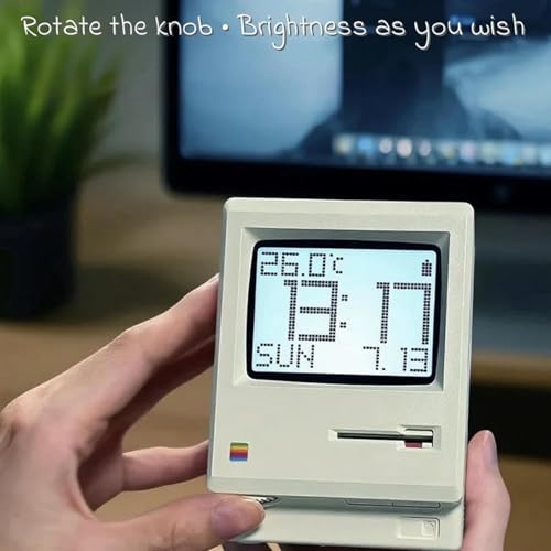 Image of ANTPO Maclock WB-8 Retro Pixel Alarm Clock, 1984 80s Computer Style Electronic Digital Clock with LCD Display, USB Desk Clock for Bedroom, Multiple Alarms, Calendar, Temperature, Adjustable Brightness