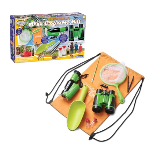 Mega Explorer Kit for Kids – 9 Piece Outdoor Adventure Set with Microscope & Binoculars | STEM Learning Toy with Storage Bag | Batteries Included