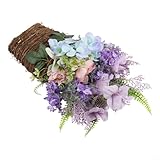 CashMuch Corona de canasta de lavanda para el día de la madre, corona de flores artificiales para puerta o pared, 40 x 35 x 8 cm
