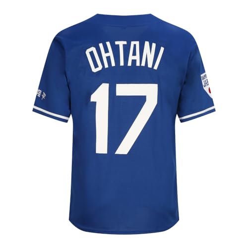 BRFOX Camisetas masculinas Shotime 17# Ohtani beisebol bordado hipster uniforme hip hop, Azul, P