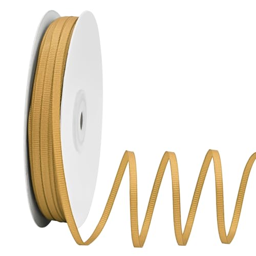 Ribreeze 1/8 inch Old Gold Grosgrain Ribbon 100 Yards Thin Ribbon for Gift Wrapping Weddings DIY Floral Decor Sewing & More