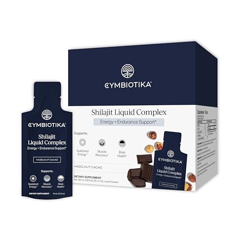 Cymbiotika Shilajit Liquid Complex 85+ Trace Minerals for Energy Focus & Recovery Adaptogen Fulvic & Humic Acid Cacao Honey Hazelnut Butter & Sea Salt 26 Daily Packets