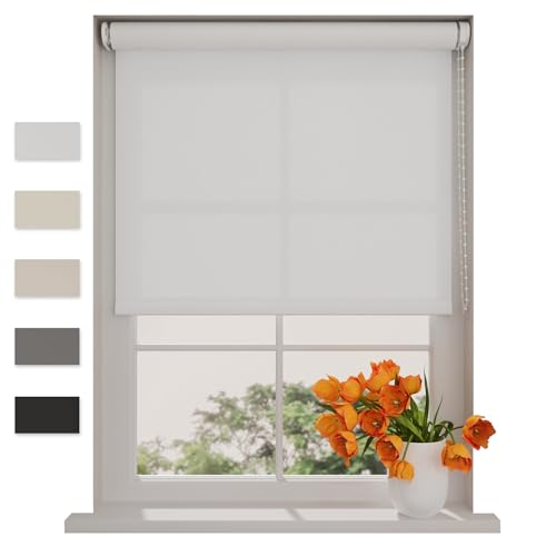 DTCH® Lichtdurchlässiges Rollo 200 x 190 cm, Helles Weiß, Größen von 40 bis 240 cm Breite, Ohne Bohren, Wandmontage, Fensterrollos für Innen