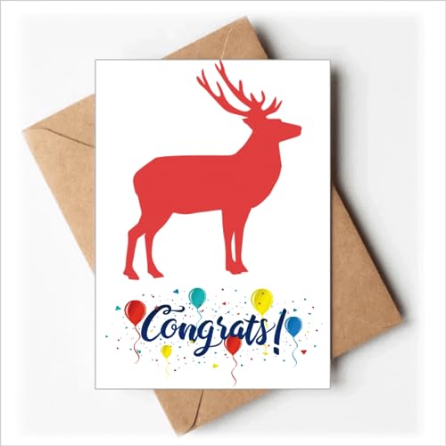 Carte de mariage en bois rouge avec motif cerf pour faire-part