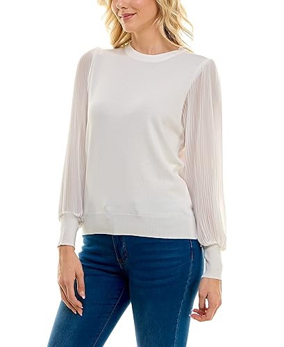 Image of Zac & Rachel Women's Sweater Knit + Pleated Chiffon Blouse