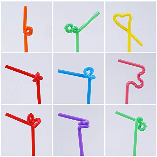 100 Pcs Colorful Plastic Long Flexible Straws.(0.23''Diameter And 10.2"Long) #TOP2