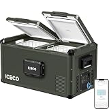 ICECO VL75ProD Portable Refrigerator with Battery, 12v Dual Zone Freezer Powered...
